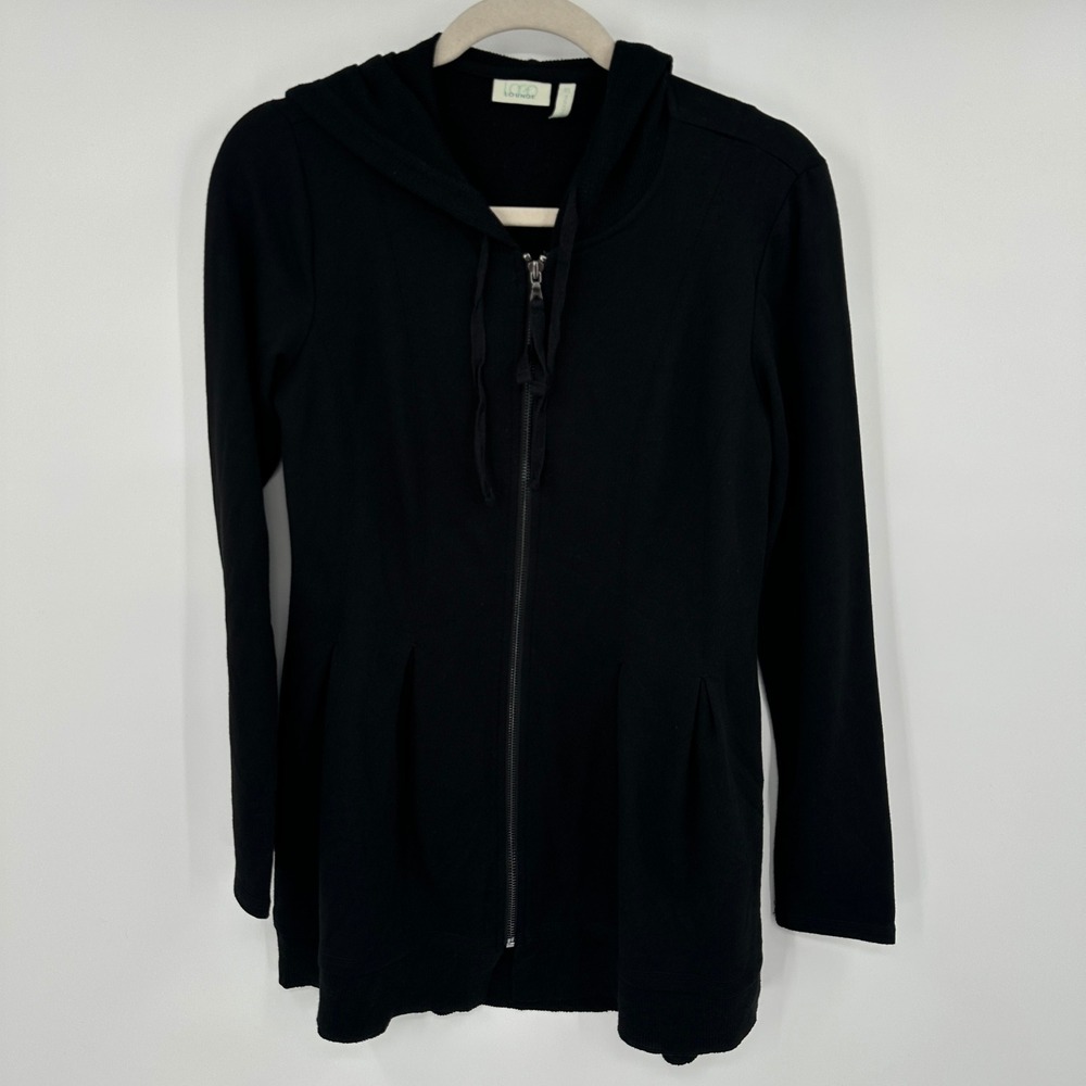 Logo Lounge Black Hooded Zip Up Long Sleeve Cardigan Jacket Sweater Hoodie XS